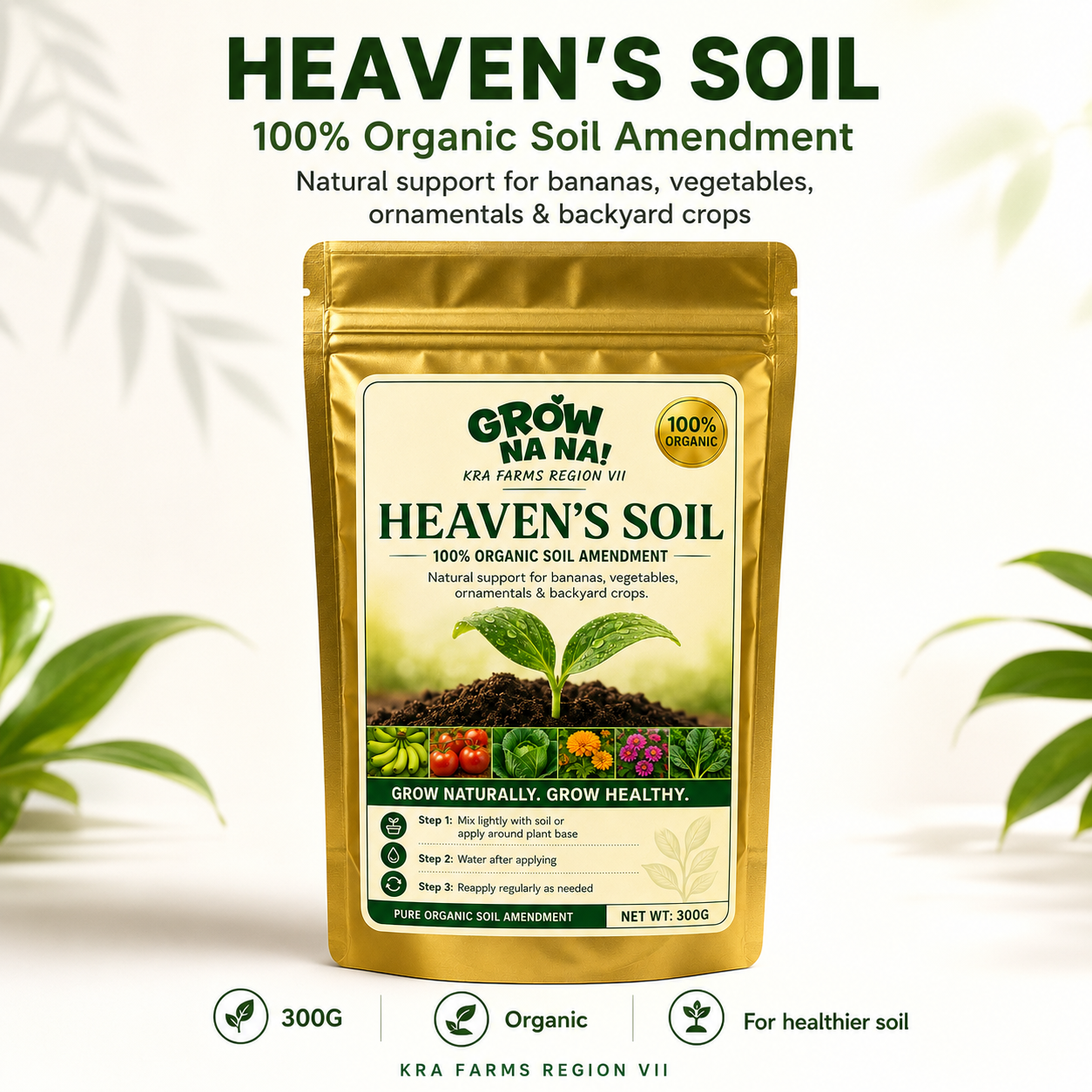 Heaven's Soil 100% Organic Soil Amendment, 300g pack