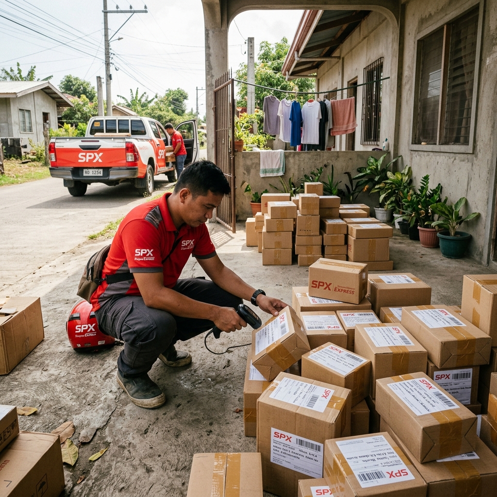 Delivery rider scanning boxes for shipping